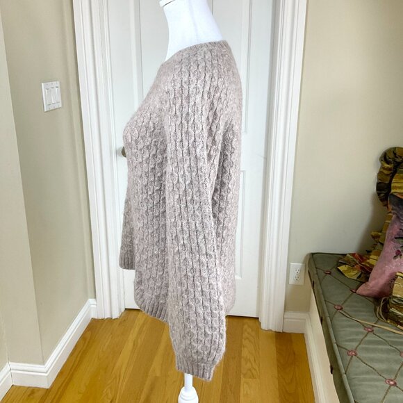 Wyse London Sweater Alpaca Wool Cable Knit Crew Neck in Beige (S) - Picture 2 of 6